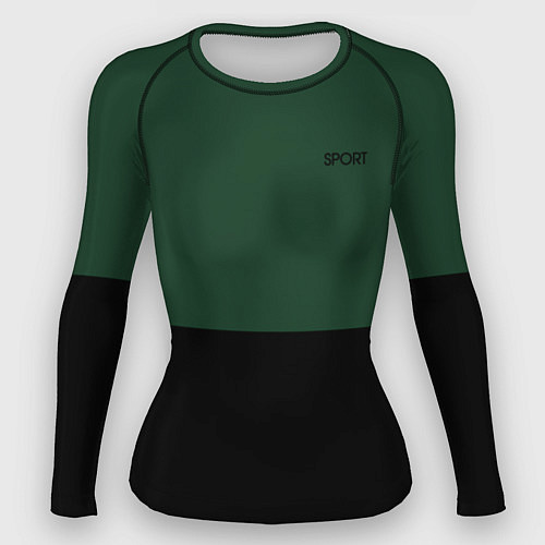 Женский рашгард Sport тёмно-зелёный с чёрным пополам / 3D-принт – фото 1