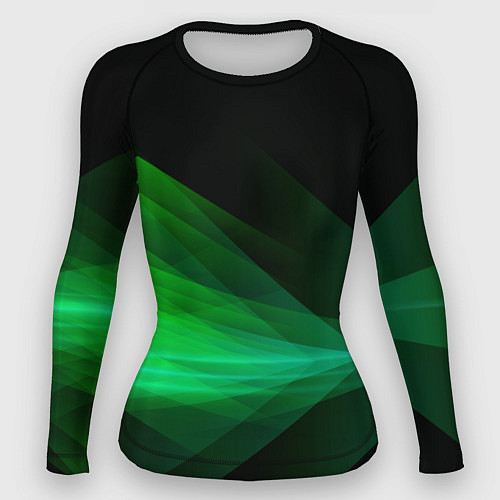 Женский рашгард Неоновая зеленая абстракция на черном фоне / 3D-принт – фото 1