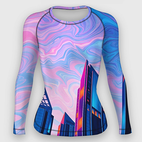 Женский рашгард Абстракция с небоскребами / 3D-принт – фото 1