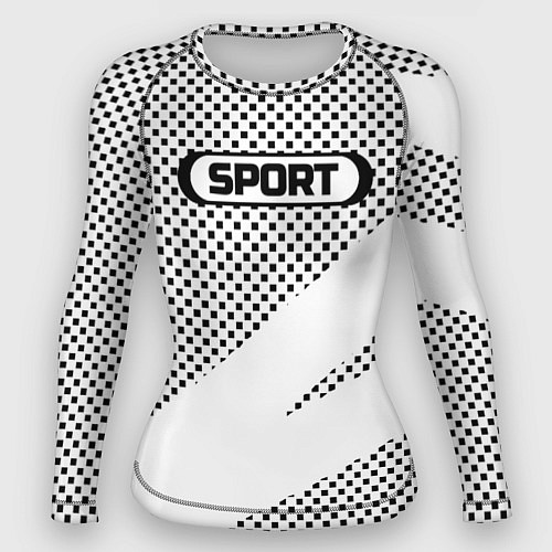 Женский рашгард Sport чёрно-белый с полосой / 3D-принт – фото 1