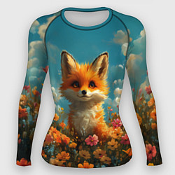 Женский рашгард Лисица в цветочном поле