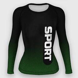 Женский рашгард Sport чёрно-зелёный текстурный