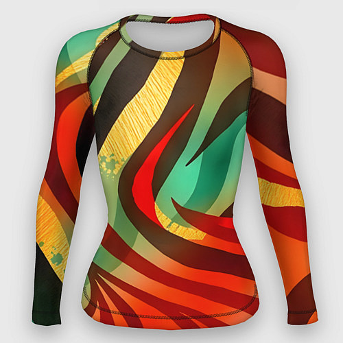 Женский рашгард Жаркая полосатая абстракция / 3D-принт – фото 1