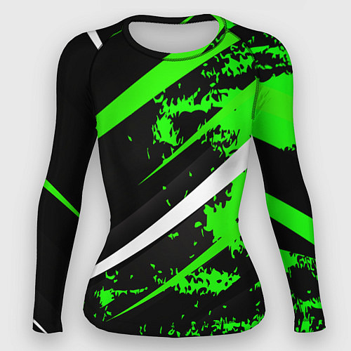 Женский рашгард Color black and green / 3D-принт – фото 1