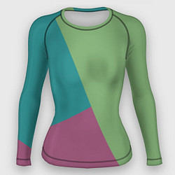 Женский рашгард Сине-зелёно-розовый тёмный трёхцветный