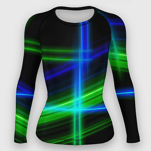 Женский рашгард Color blue black green / 3D-принт – фото 1