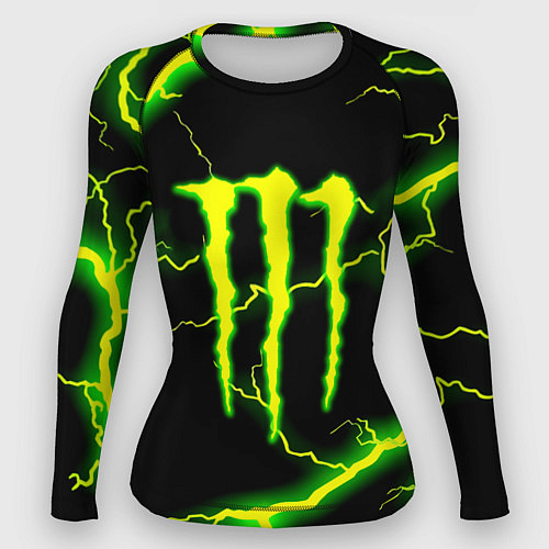 Женский рашгард Monster energy зелёные молнии / 3D-принт – фото 1