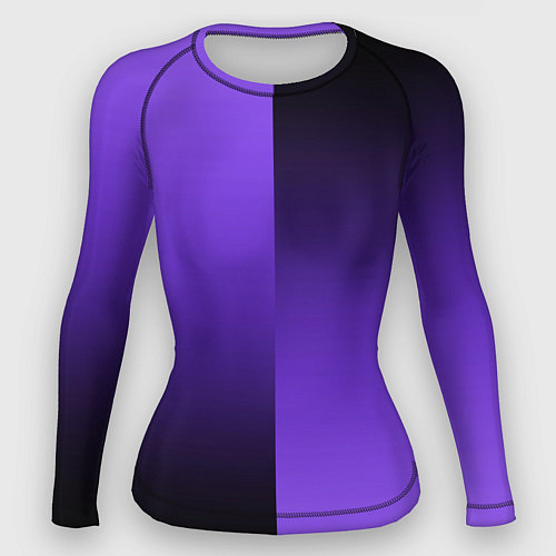 Женский рашгард Чёрно-сиреневый градиент пополам / 3D-принт – фото 1