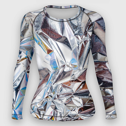 Женский рашгард Зеркальная металическая фольга текстура / 3D-принт – фото 1