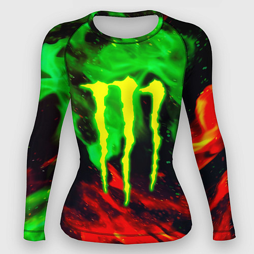 Женский рашгард Monster energy огонь лого / 3D-принт – фото 1