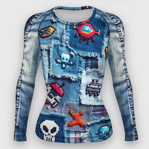 Женский рашгард Пиксельный космос / 3D-принт – фото 1