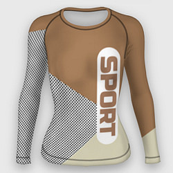 Рашгард женский Sport светло-коричневый, цвет: 3D-принт