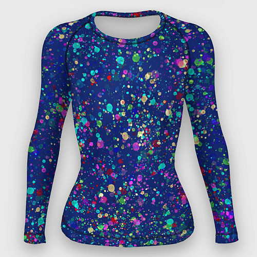 Женский рашгард Синий с разноцветными брызгами / 3D-принт – фото 1