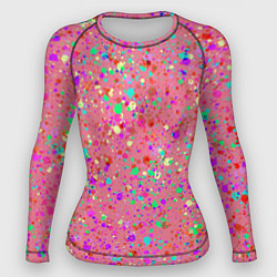 Женский рашгард Розовый с разноцветными брызгами