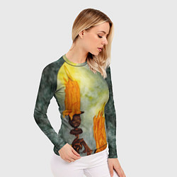 Рашгард женский Две горящие свечи в темноте, цвет: 3D-принт — фото 2