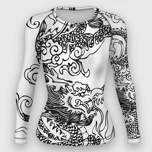 Женский рашгард Татуировка дракона на белом / 3D-принт – фото 1