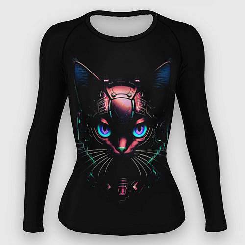Женский рашгард Cyber cat неоновые глаза / 3D-принт – фото 1