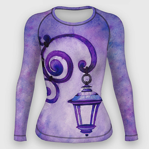Женский рашгард Уличный фиолетовый фонарь / 3D-принт – фото 1