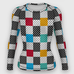 Рашгард женский Узор в горошек пэчворк разноцветный, цвет: 3D-принт