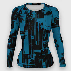 Женский рашгард Чёрно-синий абстракция геомтеричный