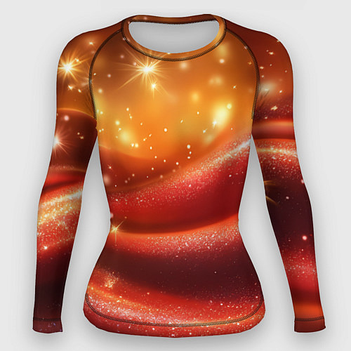 Женский рашгард Красная волнистая текстура с блеском / 3D-принт – фото 1