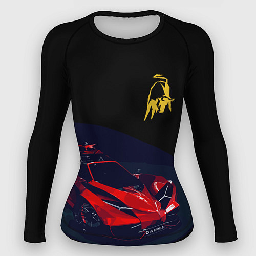 Женский рашгард Lamborghini Diverso - motorsport / 3D-принт – фото 1