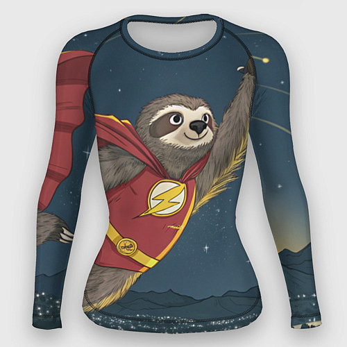 Женский рашгард Ленивец-супергерой / 3D-принт – фото 1