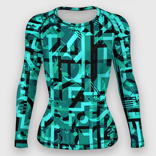 Женский рашгард Неоновый голубой объёмный эффект / 3D-принт – фото 1