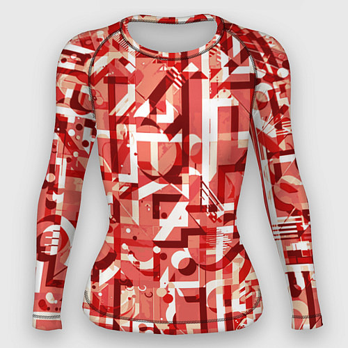 Женский рашгард Красно-белый объёмный эффект / 3D-принт – фото 1