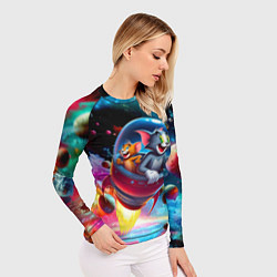 Рашгард женский Том и Джерри летят в ракете - нейроарт, цвет: 3D-принт — фото 2