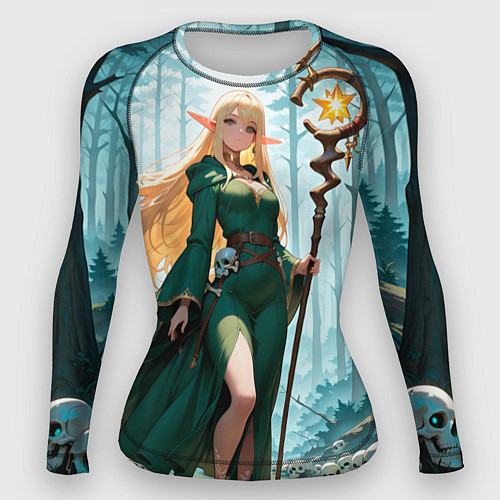 Женский рашгард Эльфийская ведьма в лесу среди черепов / 3D-принт – фото 1