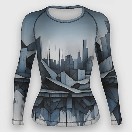 Женский рашгард Небоскребы и скалы / 3D-принт – фото 1