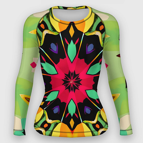 Женский рашгард Салатовый калейдоскоп / 3D-принт – фото 1