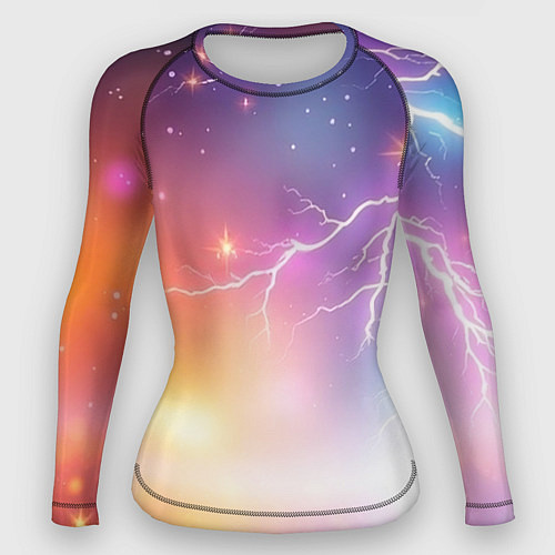 Женский рашгард Магический фон с молниями и звездами / 3D-принт – фото 1