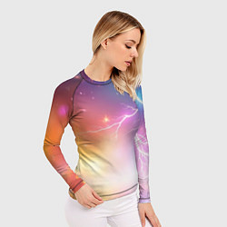 Рашгард женский Магический фон с молниями и звездами, цвет: 3D-принт — фото 2