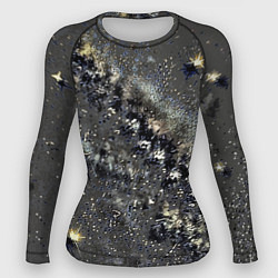 Рашгард женский Тёмный серый абстракция звёзды, цвет: 3D-принт