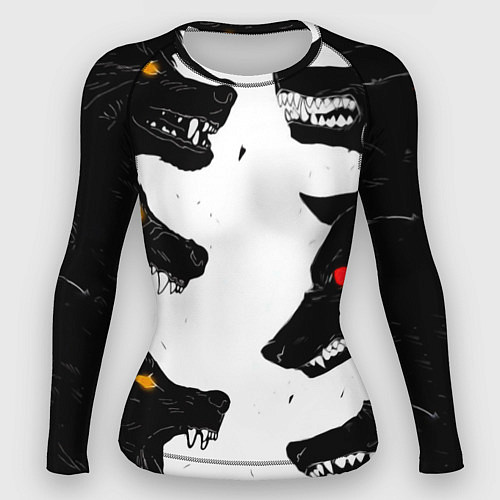 Женский рашгард Волки со светящимися глазами / 3D-принт – фото 1