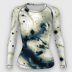 Рашгард женский Бежевый и тёмно-синий космическая абстракция, цвет: 3D-принт