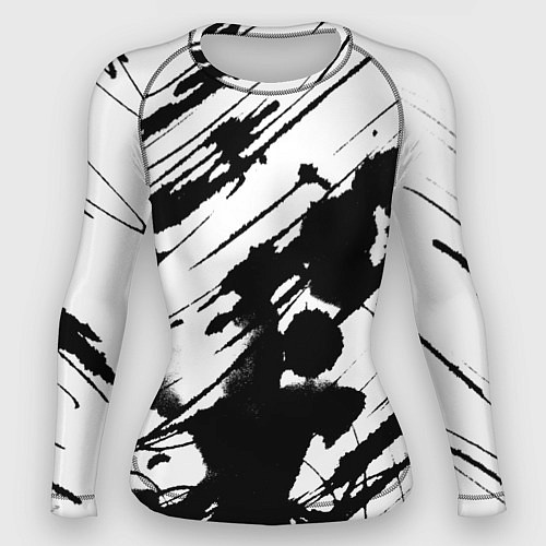Женский рашгард Брызги и штрихи черной краски / 3D-принт – фото 1