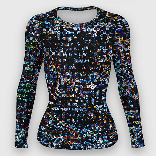 Женский рашгард Тёмный чёрно-синий мелкий квадрат / 3D-принт – фото 1