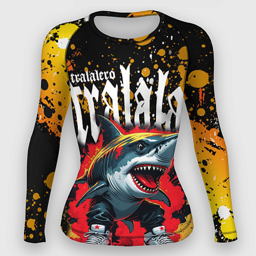 Женский рашгард Тралалера Тралала брейнрот мем - Акула в кроссовка / 3D-принт – фото 1