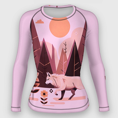 Женский рашгард Волк и магический цветок / 3D-принт – фото 1