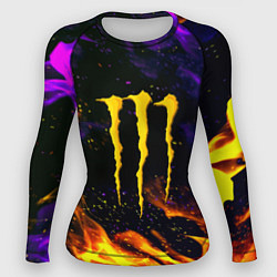 Рашгард женский Monster energy лого в огне, цвет: 3D-принт