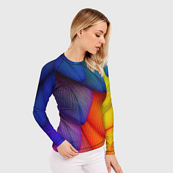 Рашгард женский Радужные перья попугая, цвет: 3D-принт — фото 2