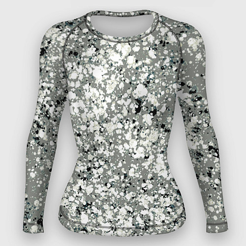 Женский рашгард Серый абстрактный с белыми кляксами / 3D-принт – фото 1