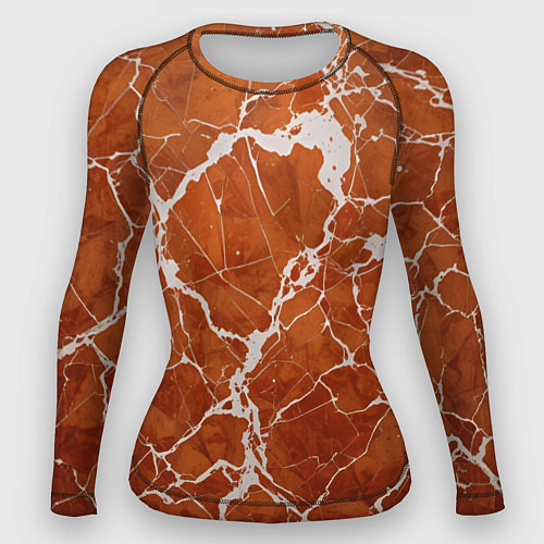 Женский рашгард Темно-оранжевый мрамор / 3D-принт – фото 1