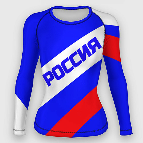 Женский рашгард Россия на синем фоне и триколор / 3D-принт – фото 1