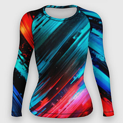 Женский рашгард Синяя и красная краска на черном