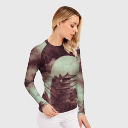 Рашгард женский Японская башня в горах, цвет: 3D-принт — фото 2