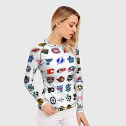 Рашгард женский Команды НХЛ на белом фоне, цвет: 3D-принт — фото 2